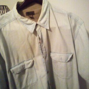 Wrangler Blue Denim Short Sleeve Shirt Point Collar Button Front Lined Yolk 3XL